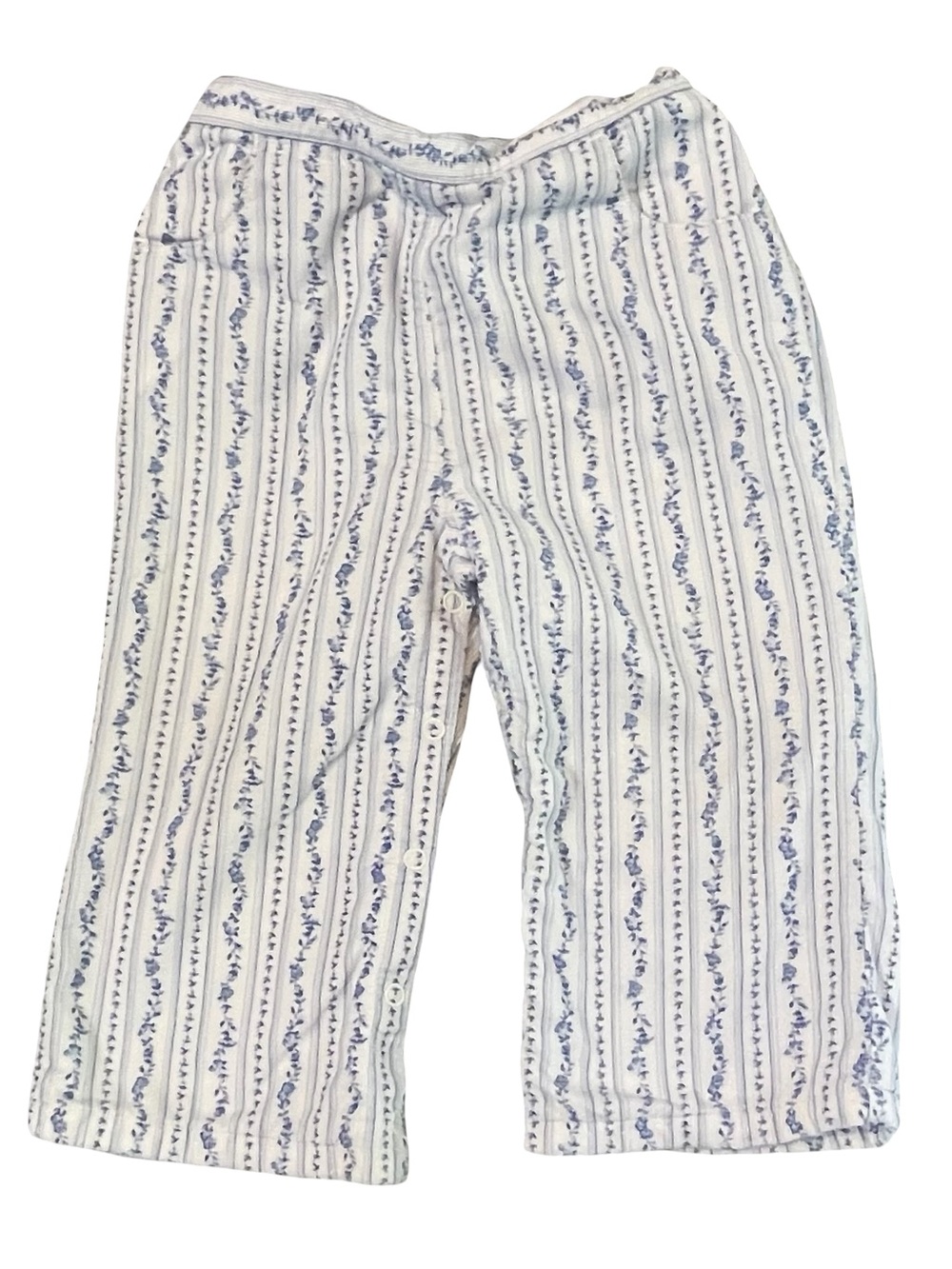 Janie and Jack Antique Skates White and Blue Floral Corduroy Pants 3-6 months